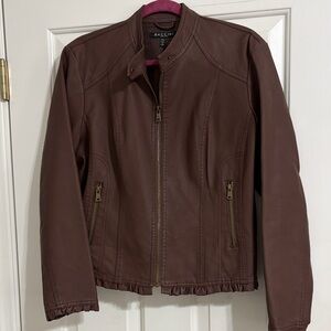 Baccini Women's Chocolate Brown Faux Leather Zip-Front Jacket